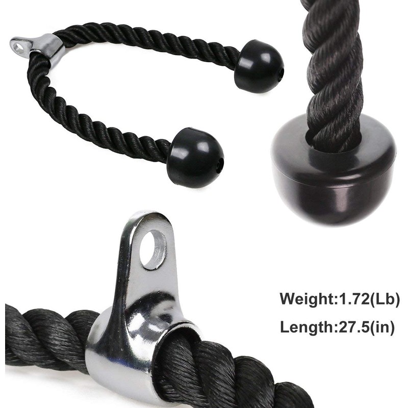 Black Tricep Rope Pull Down | 27 Inch Heavy Duty