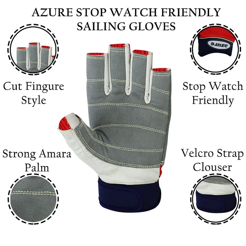 Azure sailing Gloves STOPWATCH FRIENDLY STRONG STITCHING-C/F=XS-XXL RED (XL)