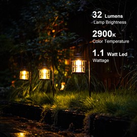 GOODSMANN Landscape Lighting Low Voltage Outdoor 1PK Hanging Path Light 1.1W LED 32 Lumen 2900K Warm White Metal Dual Use Shepherd Hook Pathway Lights Wired 12V AC Sidewalk Light with Cable Connector