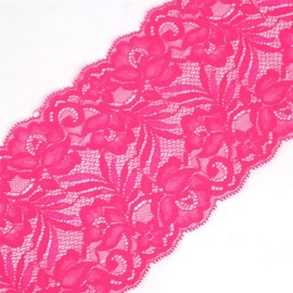 5 Yards Floral Lace Ribbon Stretch Tulle Lace Trim Elastic Webbing Fabric Width 15cm for DIY Jewelry Making Craft Clothes Accessories Gift Wrapping Wedding Party Decoration (Rose)