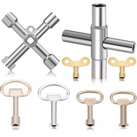 Chumia Golden Wrench Utility Key Set 8 Pieces 4 Way Sillcock And Spigot Wrench Keys