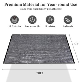 Winpull Garden 50% Shade Cloth, 8 x 20 FT Sun Shade Mesh Tarp with Reinforced Grommets, Durable HDPE Material Outdoor Shade Cloth for Plants, Greenhouse, Pergola and Backyard Patio Sunshade