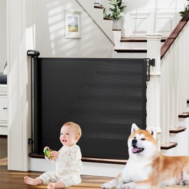 PRObebi Retractable Baby Gates for Stairs, Dog Gate Indoor Extends to 54" Wide 34" Tall, Child Gates for Doorways, Stair Gate Use for Outdoor, Indoor, Hallways, Doorways, Deck, Porch