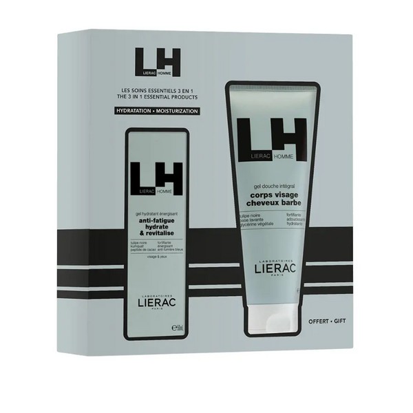 Lierac Promo Homme Energizing Moisturizing Gel 50ml & Free Gel Douche Integral for Hair, Beard, Body & Face 200ml