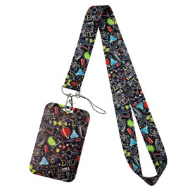 Science Art Lanyard with ID Badge Holder Name Tag Neck Keychain for Keys Teacher, Student, Office, School