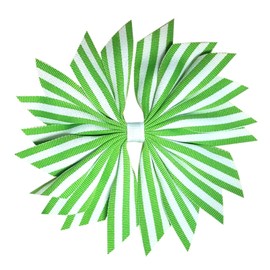 Victory Bows Strip Flower, Made in the USA. Alligator Clip, Many Colors (Neon Green and White)