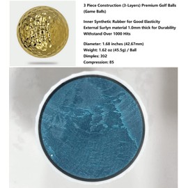 Aolowewin Golden Gold Golf Ball, Novelty Golf Ball for Gift Present and Display Decoration, 3 Layers Practice Golf Ball for Play (6)