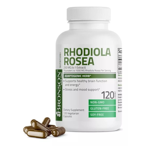 Bronson Rhodiola Rosea 1000mg Estrés Bajo Control (120) Americano Sabor Sin Sabor