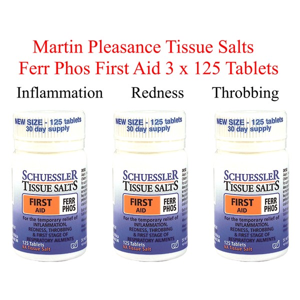 Martin & Pleasance Ferr Phos FIRST AID Schuessler Tissue Salts 3 x 125 Tablets