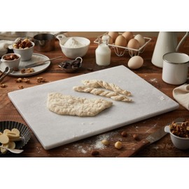 JEmarble Pastry Board 12x16 inch(Pearl White) with Non-Slip Rubber Feets for Stability Perfect for Keep the Dough Cool and Chocolate Tempering(Premium Quality)