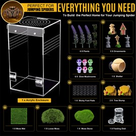 Feekoon Large Jumping Spider Enclosure Kit, Acrylic Insect Terrarium