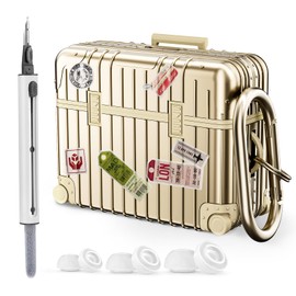 KOREDA for AirPods Pro 2nd/1st Generation Case Cover (2022/2019) with Cleaner Kit & Replacement Eartips (S/M/L), Cute Funny Suitcase Protective Hard Case for Airpods Pro 2 Men Women (Champaign Gold)