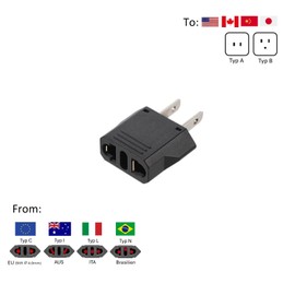 Taketronics 2Stk. Mini Reiseadapter EU/Italien/Brasilien/Australien Typ C/I/L/N auf USA/Kanada/Japan/China Typ A/B 6A 250V 660W Max f1r Geringleistungsger?te