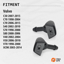 Click&Fit 2-pcs Windshield Washer Nozzles Kit compatible with Volvo XC90 S80 V70 S70 S40 C70 C70 V50 C30 V40 from 1998 to 2014 – Wiper washer spray jets replases 30655605 7845009010 9188997 accesories