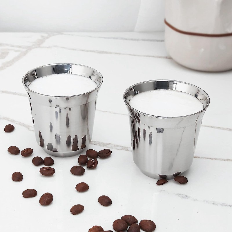 Easyworkz Stainless Steel Espresso Cups Double Wall Insulated 150ml Demitasse