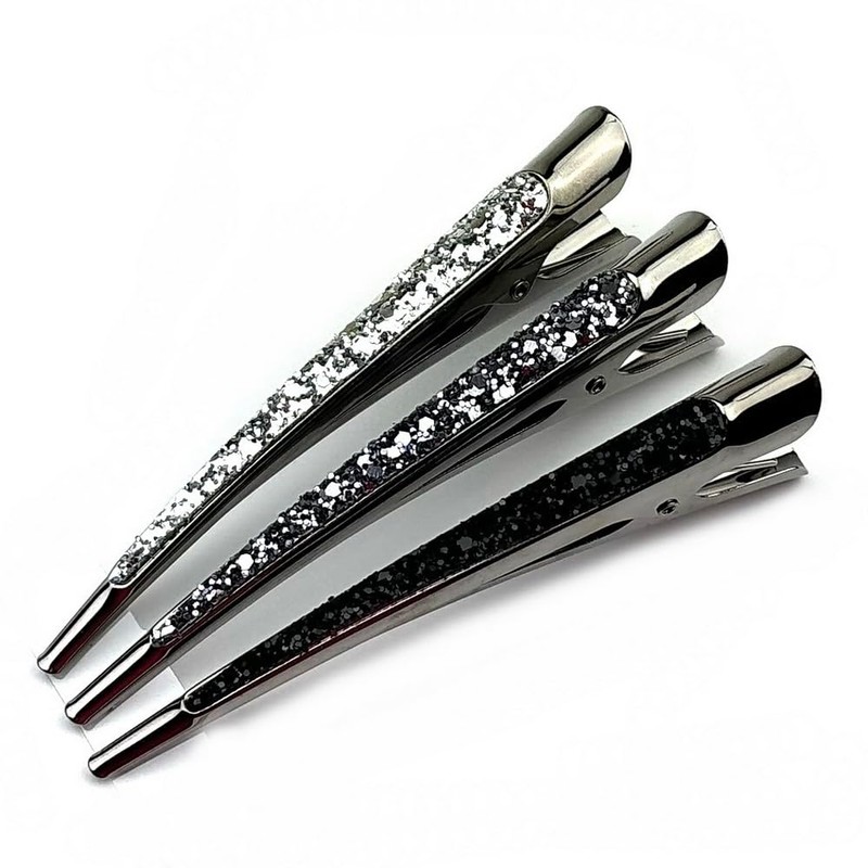 Large Glitter Hair Clip 13cm (Silver)