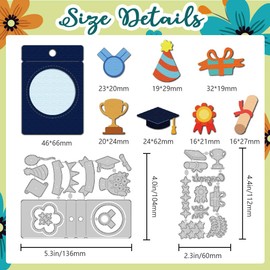 DELORIGIN 2025 Graduation Season Tag Cutting Dies, Carbon Steel 3D Die Cuts Stencils Label Frame Embossing Scrapbooking Template for Greeting Card Making Party Ceremony Invitation Photo Album Decor