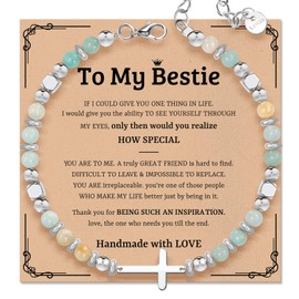 Christian Inspirational Bracelet Gifts for Women: Baptism Graduation Easter Christmas Day Gifts for Daughter Sister in Christ Friend Niece Bestie - Healing Natural Stone Religious Cross Bracelet