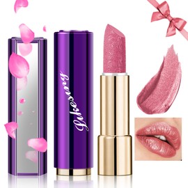Likesing 1 Piece Glitter Lipstick Set, Lip Gloss, 24 Hour Hold, Matte Lipstick, Lip Gloss, Long Lasting Lipstick, Pink, Red Nude Lip Balm, Lip Gloss, Waterproof Make-Up, Women's Birthday Gift