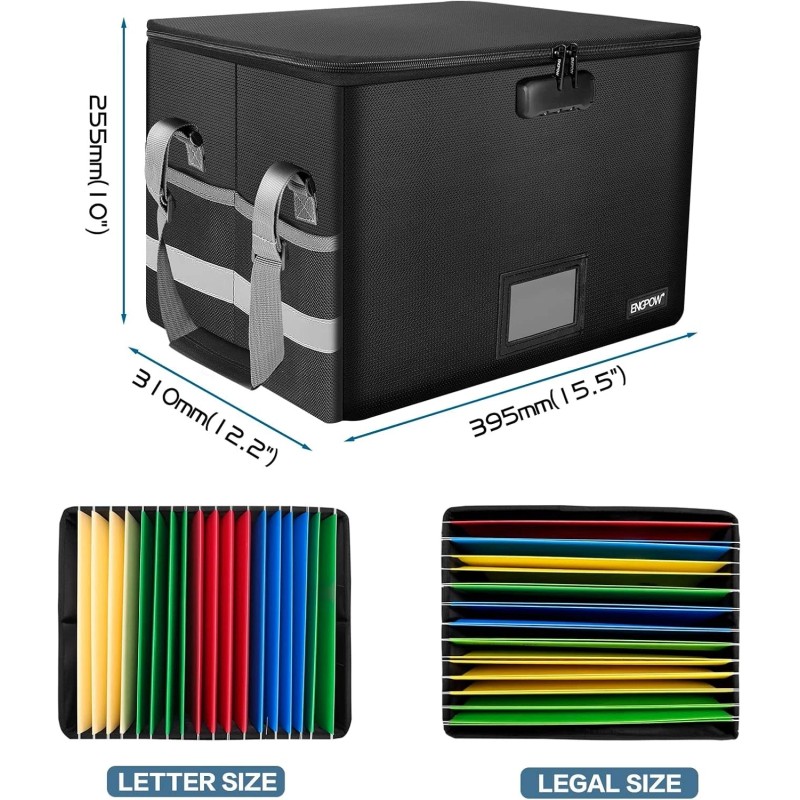 Portable 15.55" Fireproof Document Box with Zipper - Elegant Safety