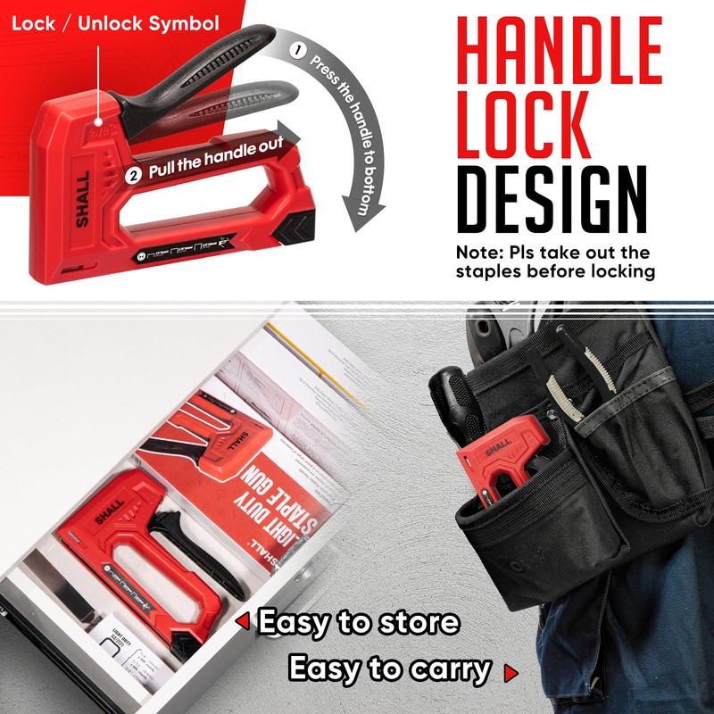 SHALL Light Duty Staple Gun for Wood - Red Upholstery