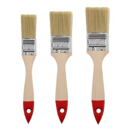 HARDY WORKING TOOLS A0280-030100 A0280-030100 Flat Brush Set 3 Pieces Width 1 Inch 1.5 Inch 2 Inch Paint Brush Set with Wooden Handle, 30 Series Red