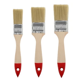 HARDY WORKING TOOLS A0280-030100 A0280-030100 Flat Brush Set 3 Pieces Width 1 Inch 1.5 Inch 2 Inch Paint Brush Set with Wooden Handle, 30 Series Red