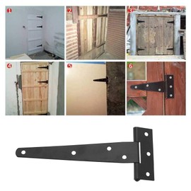 YINETTECH T-Strap T-Strap 5" Heavy Duty Shed Hinge Set for Gates, Barns, Forging Fittings, Rustproof, Black, 6 Pack