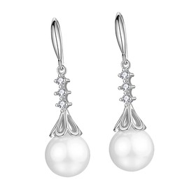 Healeved Pearl Drop Earrings for Women Long Decorative Ear Pendants Lightweight Stylish Flower Design Elegant Jewelry Accessories for Shopping Banquet Trips