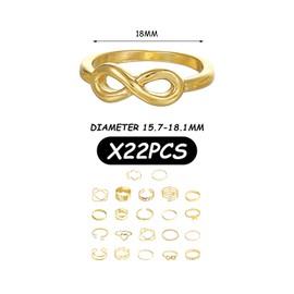 NYGGTYK 22 Pieces Knuckle Gold Rings Golden Knuckle Rings Adjustable Rings for Women Fashion Gold Jewelry Vintage Finger Ring Set Stacking Jewelry Accessories, Metal, No Gemstone