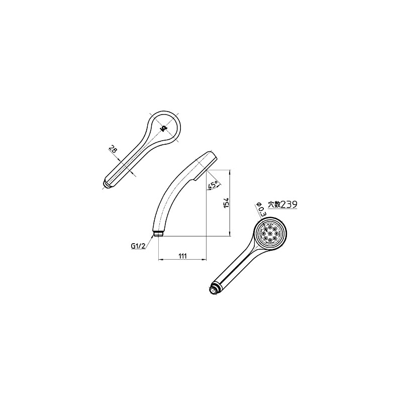 SANEI PS300-80XA-MW2 Rainy Basic, Shower Hole, 0.01 inch (0.3 mm),