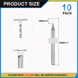 PATIKIL 0.2mm Micro Drill Bits 1/8" Shank Tungsten Carbide Steel 135° Mini Small Bit Drill Tool for PCB CNC Engraving Precision Machine - 10 Pack