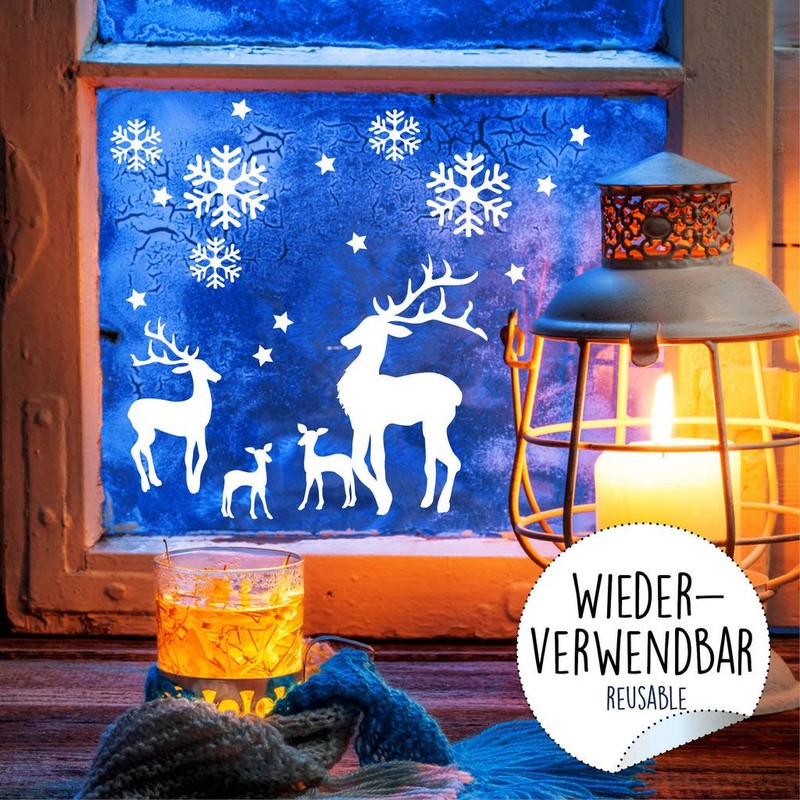 Wall tattoo loft window sticker snowflake set reusable