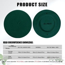 GIDWRIY French Classic Beret Women's Beret, Women's Wool, French Hat, Winter Hat, Beret Hat, Artist Hat, Pantomime, Berets for Spring, Autumn, Winter, dark green, 58