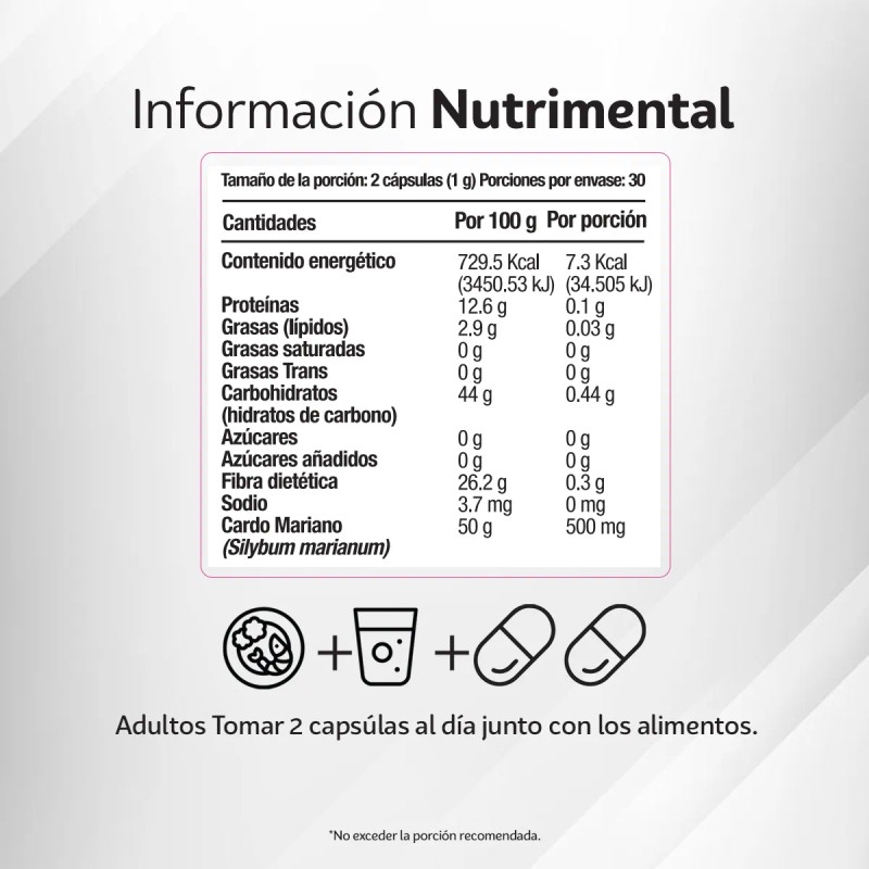 Silimarina (cardomariano) 60 Cspulas, Higado Saludable Sin Sabor