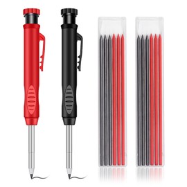 KDSSYFT 1 Carpenter Pencil, 2 Color Refills, 6 Leads, Built-In Sharpener, Marking Pen, Carpenter Pencil, Architecture, Carpentry, Construction, Woodworking, Sketching, Drawing, Marking Tool,