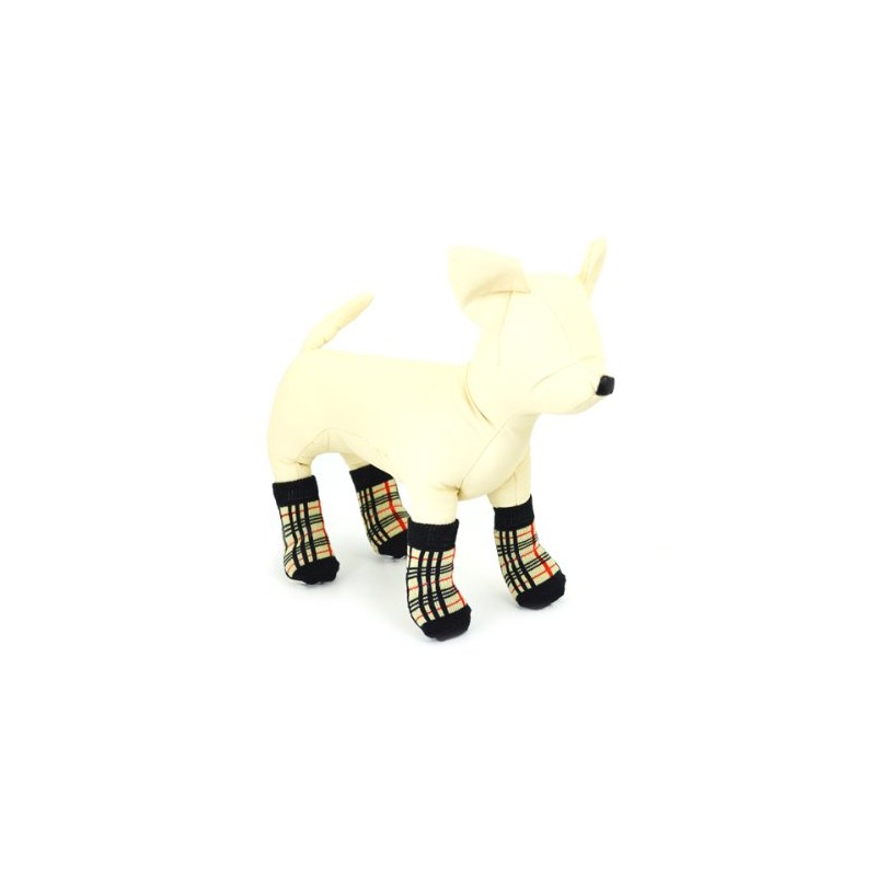 ranzyu (L 'Ange) Pet Socks 4 Pairs Set Check Beige