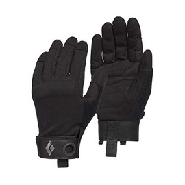 Black Diamond Men's Crag Gloves | Breathable Stretch Mesh | Synthetic Leather Palm | Durable Protection for Belaying & Via Ferrata | Black | Medium