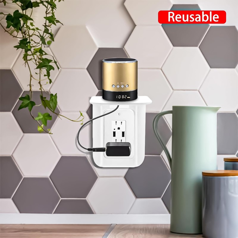 WILAOIYOOU Outlet Shelf, Bathroom Wall Holder with Built-in Cable Management,