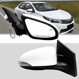 Passenger Right Side Mirror Compatible With Toyota Corolla 2014-2018 With Heated Turn Signal Light Power Glass 7-Pins White