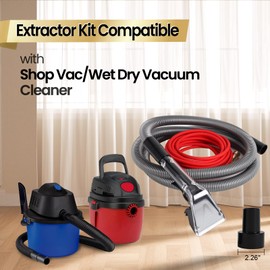 Extractor Hose Kit Compatible with Shop Vac,Add Hard Bristle Brush,Equipped with 10FT Hoses and 25 FT Water Pipes,Converts the Vacuum Cleaner into a Carpet Cleaning Machine for Cleaning Carpets