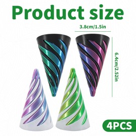 4 PCS Spiral Cone Fidget Toy,Pyramid Impossible Cone,3d Printed Fidget Toy,Desktop Mini Vortex Cones Spiral Toy for Home Office Desk Decor Souvenir Gift(4 colors)