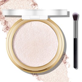 FREEORR Baked Highlighter Powder Palette, Makeup Highlighter Powder Palette Sheer Shimmering Finish Face Highlighters Makeup Iluminadores de Maquillaje #01 Moonlight White