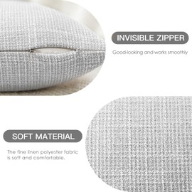 OTOSTAR Pack of 2 Throw Pillow Covers 16x24 Inch Linen Light Grey Pillowcases Farmhouse Decorative Solid Pillow Covers 40x60 cm Lumbar Cushion Case for Home Decor Sofa Couch Bed (Light Grey)