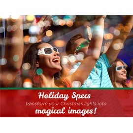 Holiday Specs Plastic 3D Christmas Glasses- Snowflakes will appear before your eyes! Perfect party favors for any holiday celebration! Fun for all ages!