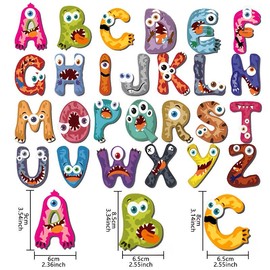 Monster Magnetic Stickers Cognitive Educational Toys, Children'S Puzzle Magnetic Suction Refrigerator Stickers, Digital Literacy Toys,3+ Kids Toys - Style: Alphabet version