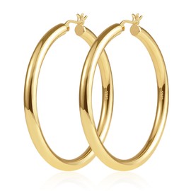 KISSPAT Large Hoop Earrings for Women, Hypoallergenic Gold Silver Twisted Huggie Hoop Earrings Made of 925 Sterling Silver, Lightweight Hoop Earrings, Silver