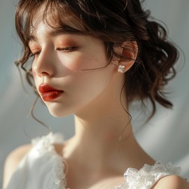 Sonateomber Gold Pearl Puffy Clover Stud Earrings for Women, Dainty Cute Beige Cross Polished Lightweight Hypoallergenic Earing Prom Fashion Jewelry Gift