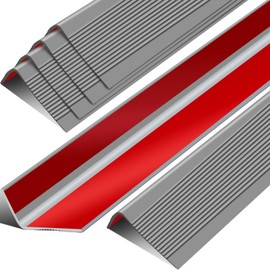 Sivak 6 Pcs Stair Nosing Self Adhesive Stair Edge Protector Non Slip Stair Nose Molding Anti Slip Stair Edge Trim Waterproof Outdoor Indoor Staircases PVC Strips Staircase Step Treads, 40'', Grey