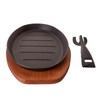 Cast Iron Steak Plate Sizzle Griddle With Wooden Base Steak